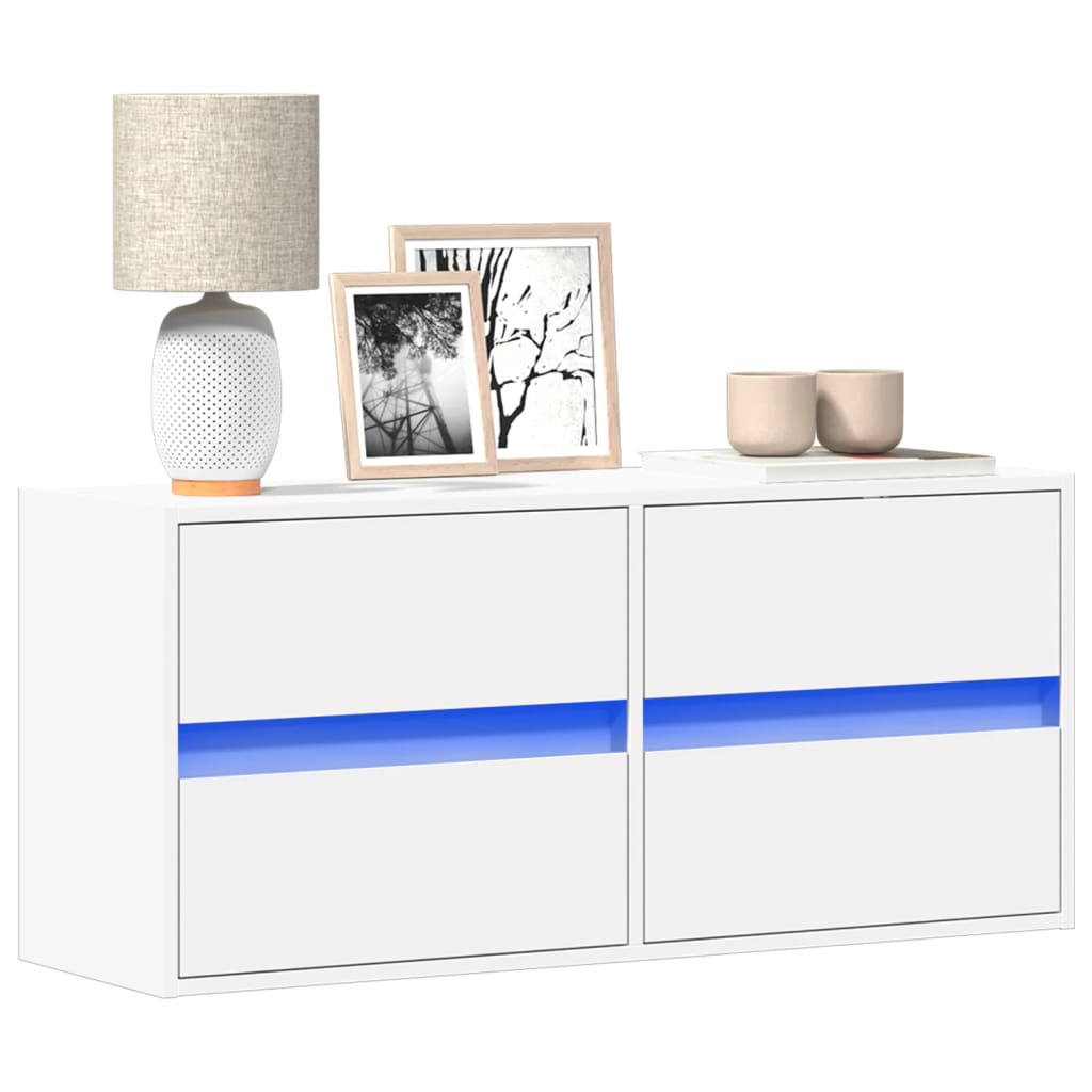 vidaXL Ścienna szafka TV z LED, biała, 100x31x45 cm