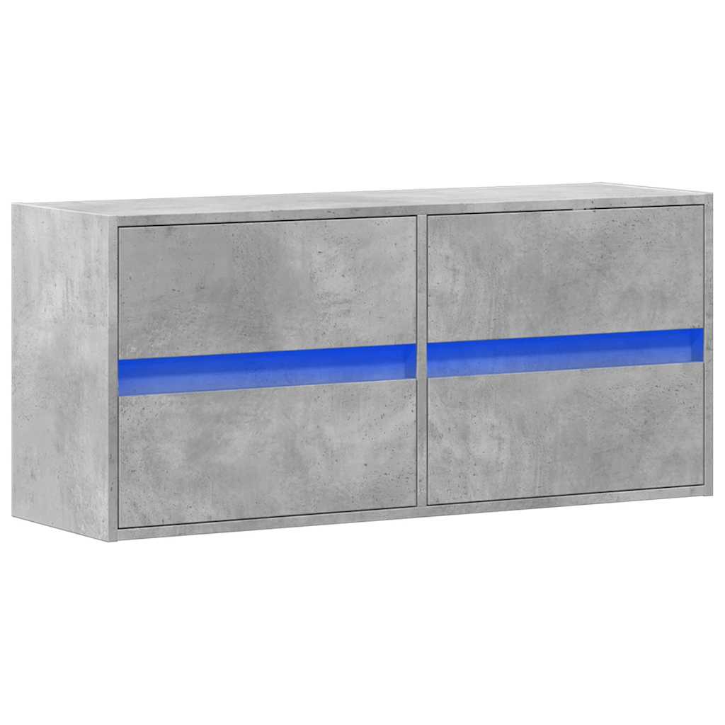 vidaXL Ścienna szafka TV z LED, szarość betonu, 100x31x45 cm