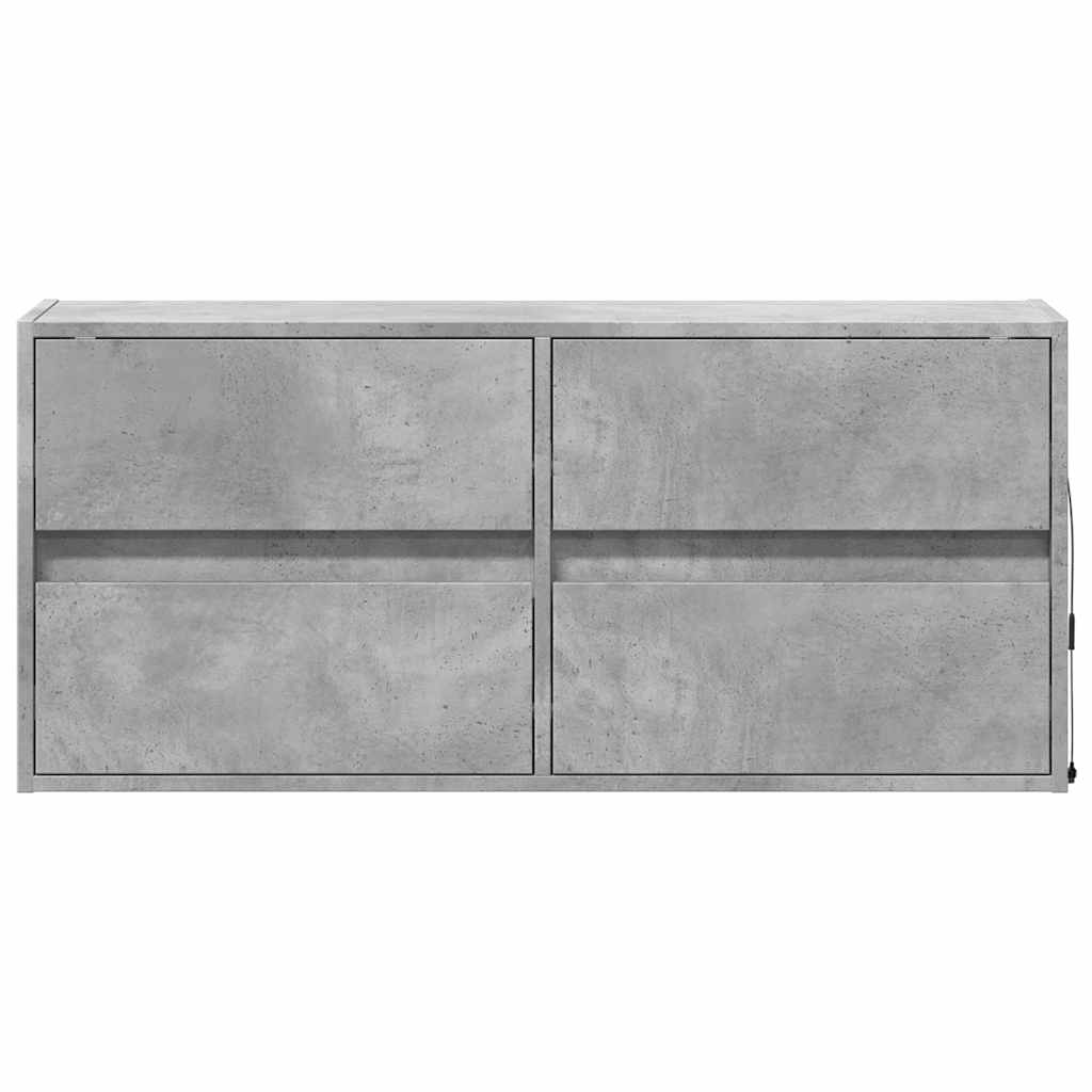 vidaXL Ścienna szafka TV z LED, szarość betonu, 100x31x45 cm