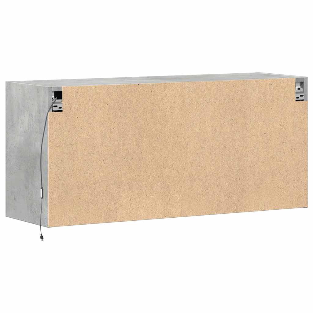 vidaXL Ścienna szafka TV z LED, szarość betonu, 100x31x45 cm