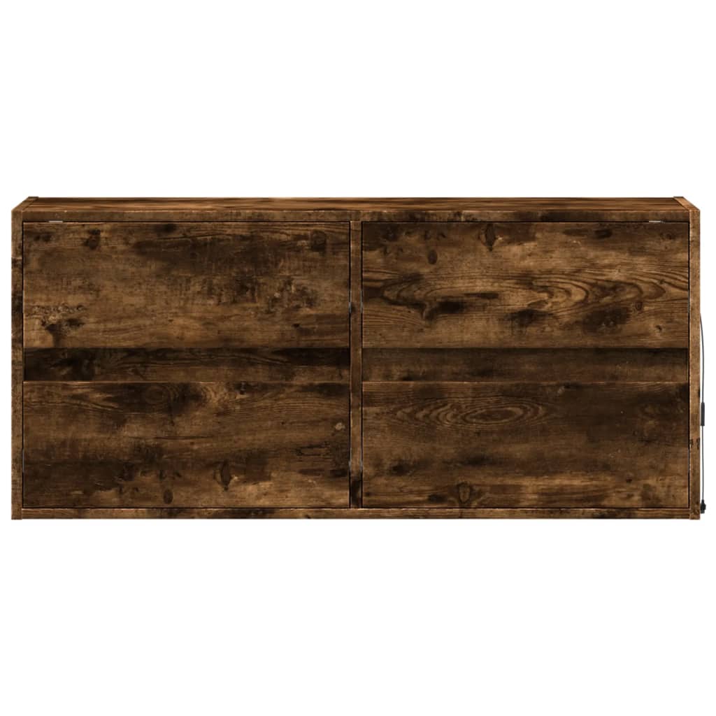 vidaXL Ścienna szafka TV z LED, przydymiony dąb, 100x31x45 cm