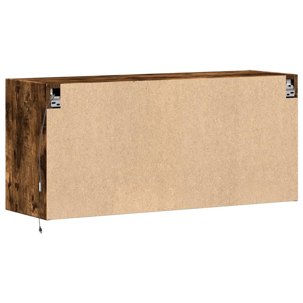 vidaXL Ścienna szafka TV z LED, przydymiony dąb, 100x31x45 cm