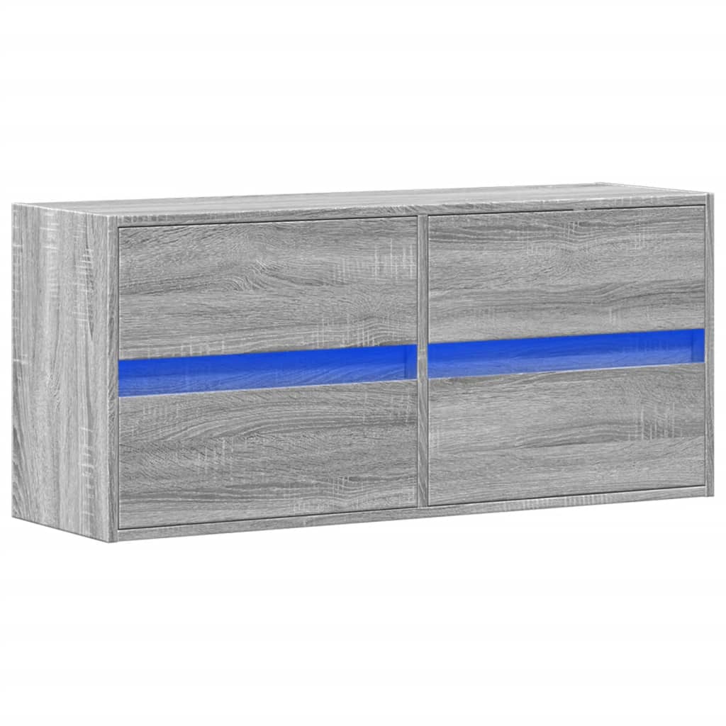 vidaXL Ścienna szafka TV z LED, szary dąb sonoma, 100x31x45 cm