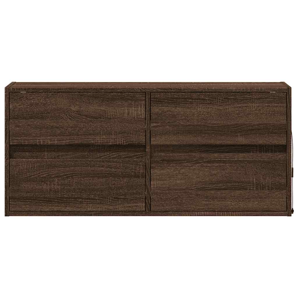 vidaXL Ścienna szafka TV z LED, brązowy dąb, 100x31x45 cm
