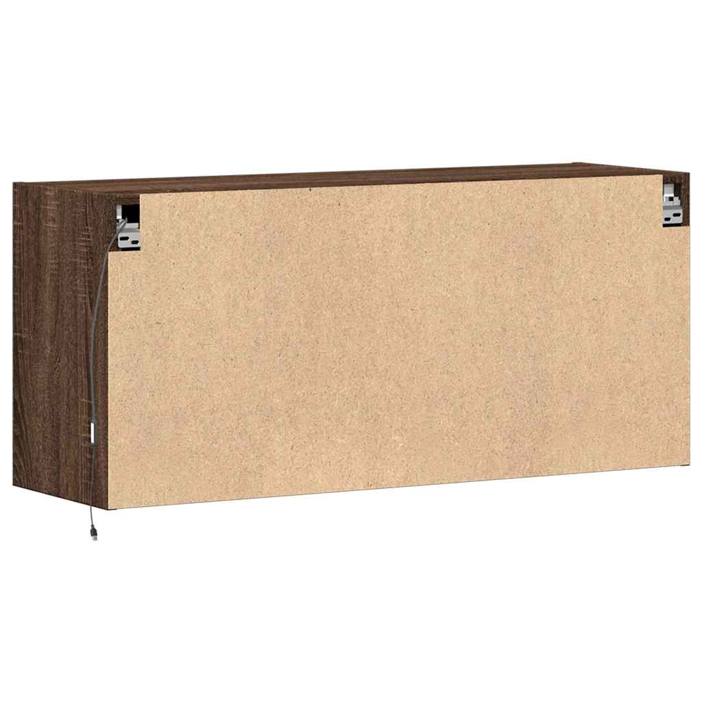 vidaXL Ścienna szafka TV z LED, brązowy dąb, 100x31x45 cm