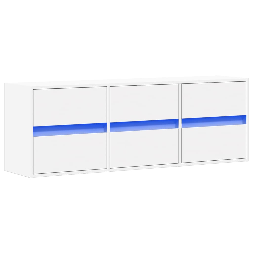 vidaXL Ścienna szafka TV z LED, biała, 130x31x45 cm