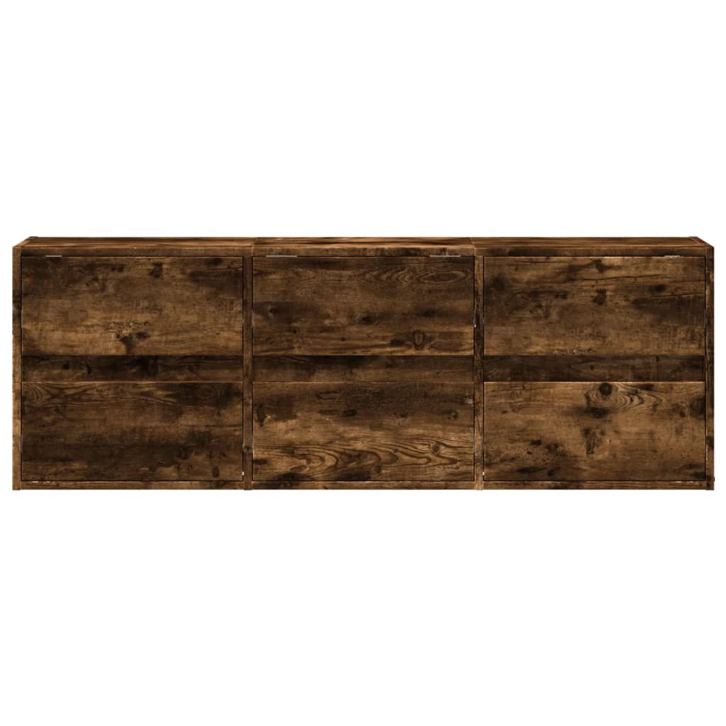 vidaXL Ścienna szafka TV z LED, przydymiony dąb, 130x31x45 cm