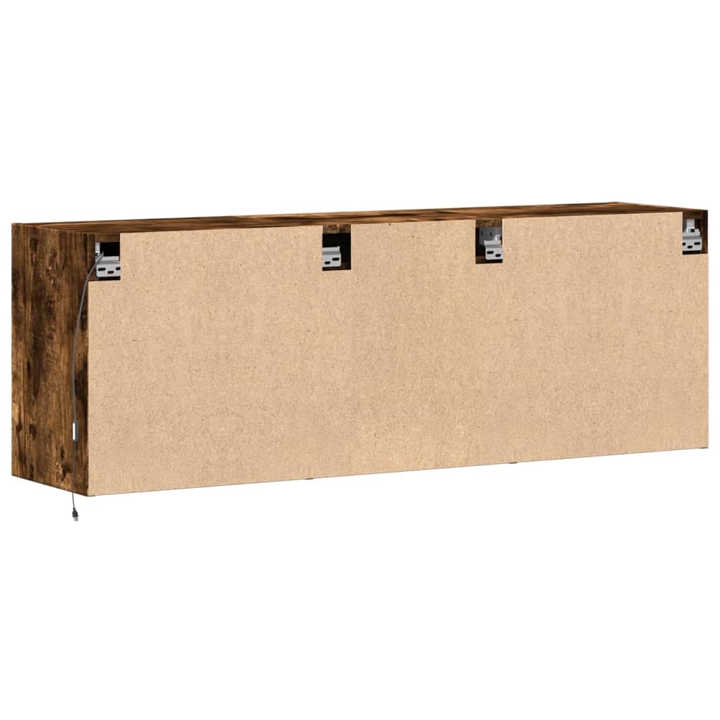 vidaXL Ścienna szafka TV z LED, przydymiony dąb, 130x31x45 cm