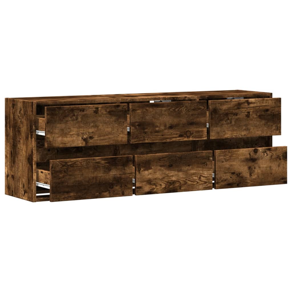 vidaXL Ścienna szafka TV z LED, przydymiony dąb, 130x31x45 cm