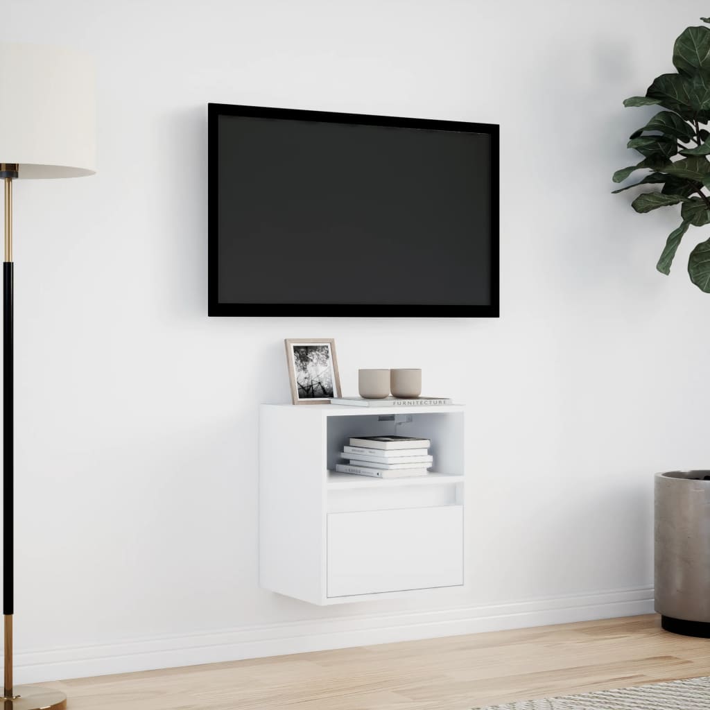 vidaXL Ścienna szafka TV z LED, biała, 41x31x45 cm