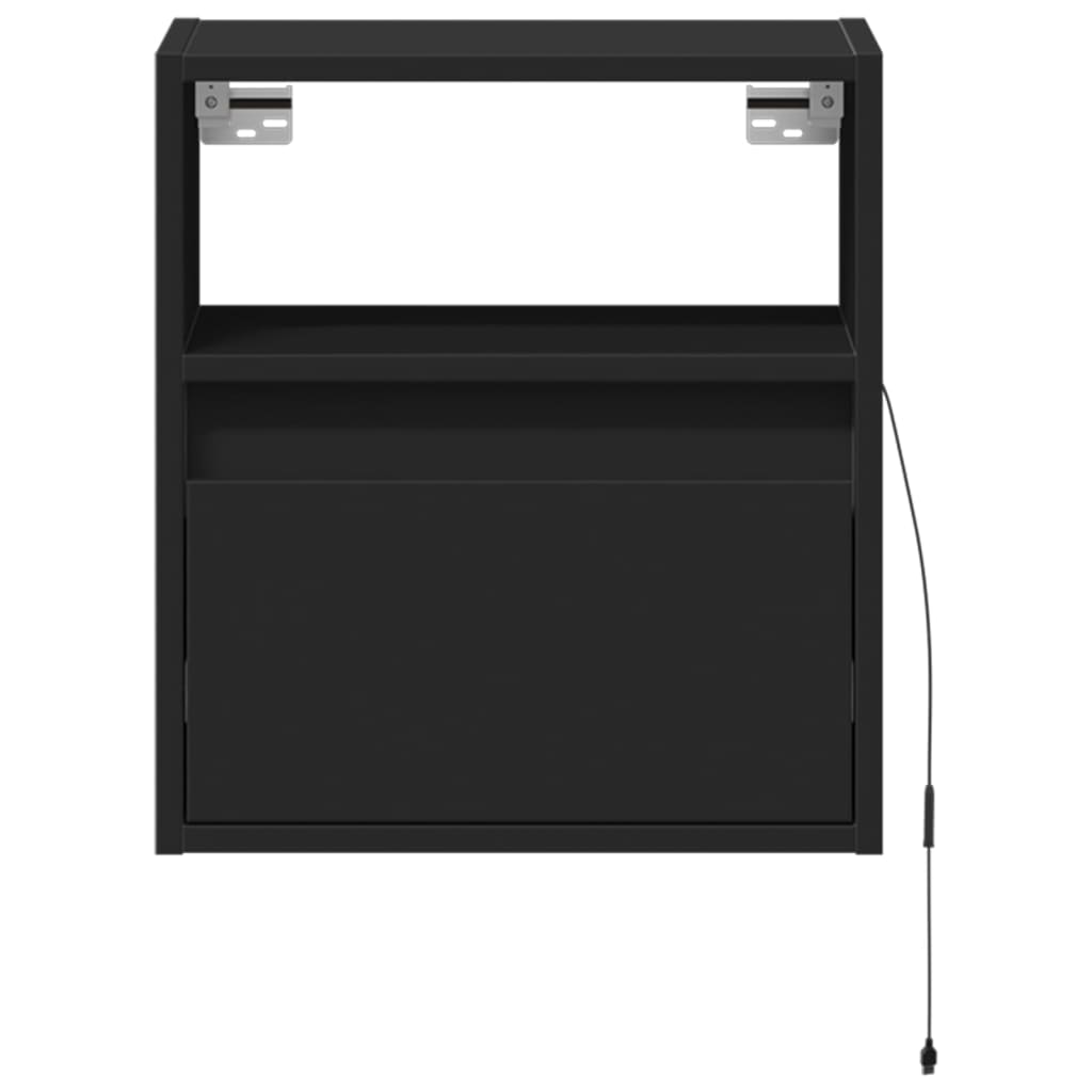 vidaXL Ścienne szafki TV z LED, 2 szt., czarne, 41x31x45 cm