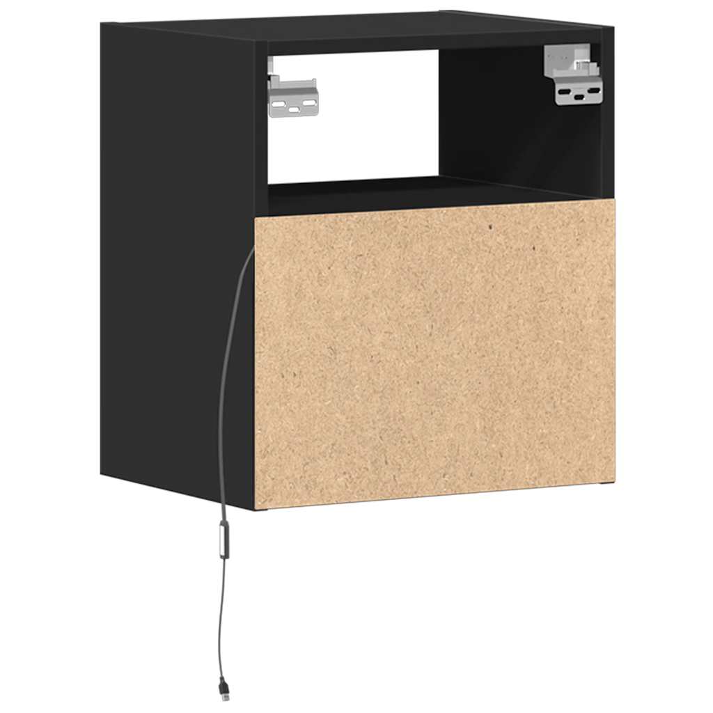 vidaXL Ścienne szafki TV z LED, 2 szt., czarne, 41x31x45 cm