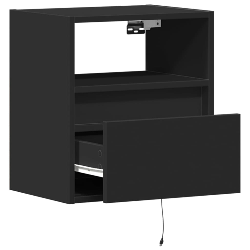 vidaXL Ścienne szafki TV z LED, 2 szt., czarne, 41x31x45 cm