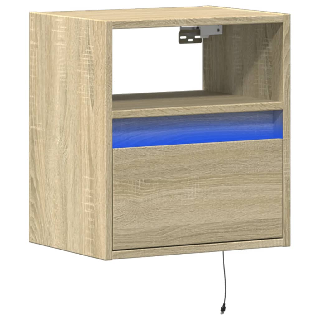 vidaXL Ścienna szafka TV z LED, dąb sonoma, 41x31x45 cm