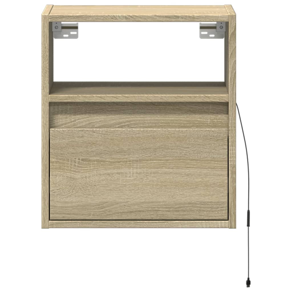 vidaXL Ścienna szafka TV z LED, dąb sonoma, 41x31x45 cm