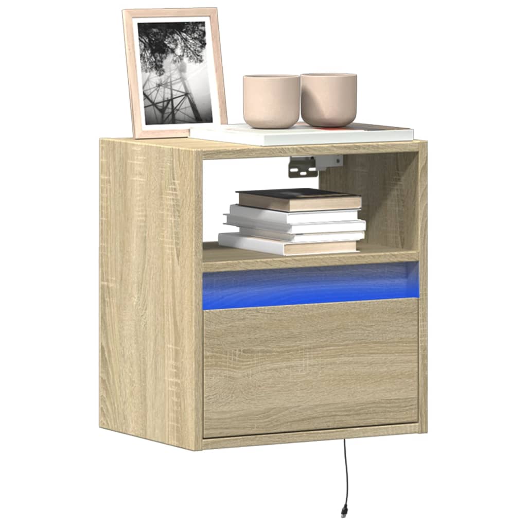 vidaXL Ścienna szafka TV z LED, dąb sonoma, 41x31x45 cm