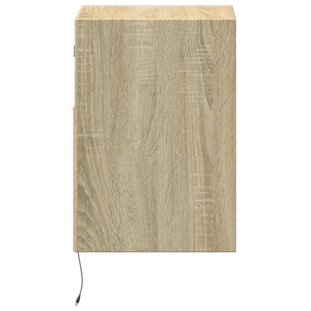 vidaXL Ścienne szafki TV z LED, 2 szt., dąb sonoma, 41x31x45 cm