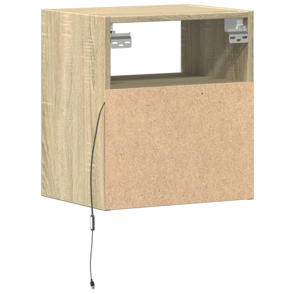 vidaXL Ścienne szafki TV z LED, 2 szt., dąb sonoma, 41x31x45 cm