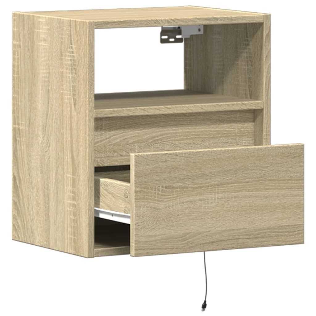 vidaXL Ścienne szafki TV z LED, 2 szt., dąb sonoma, 41x31x45 cm