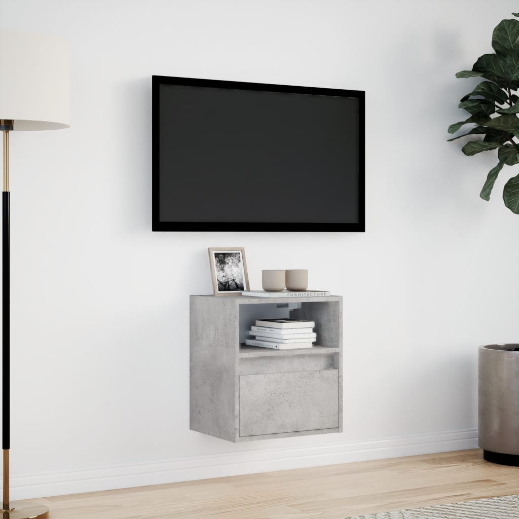 vidaXL Ścienna szafka TV z LED, szarość betonu, 41x31x45 cm