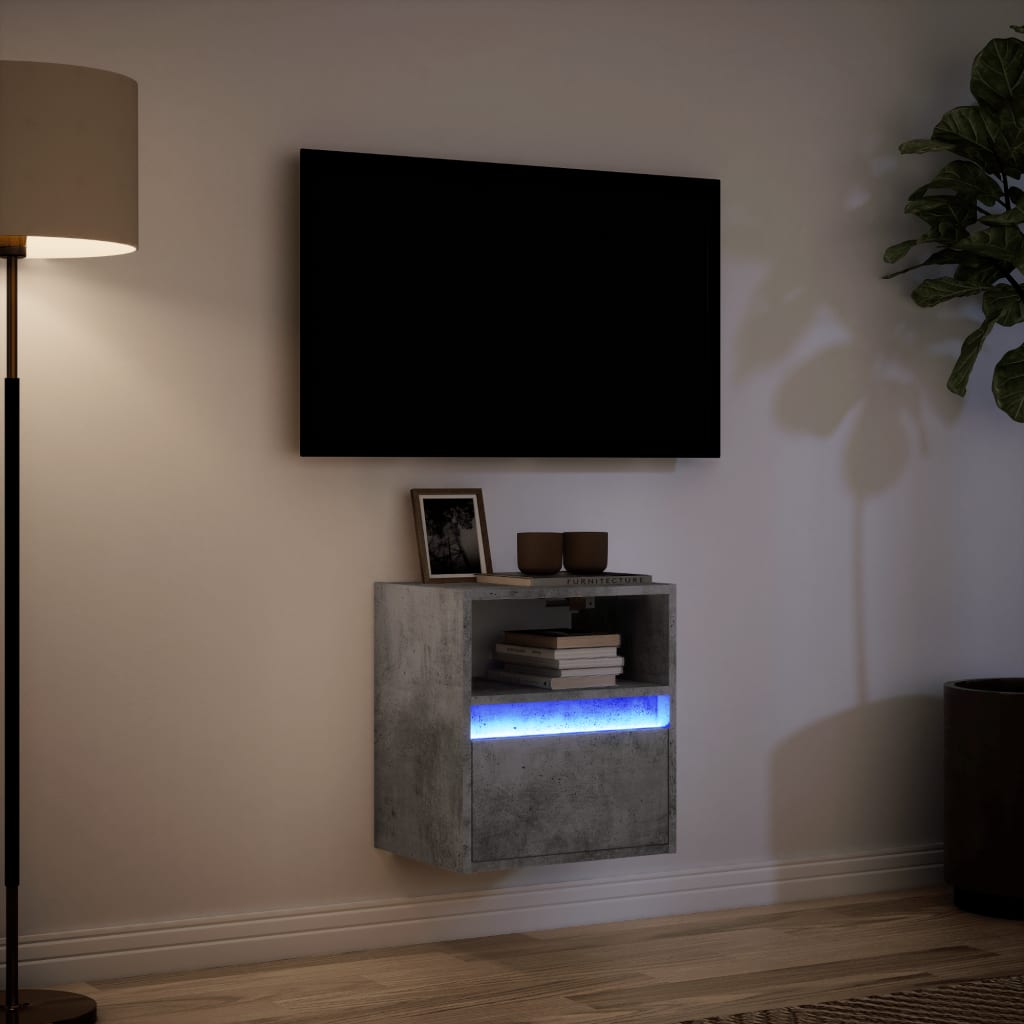 vidaXL Ścienna szafka TV z LED, szarość betonu, 41x31x45 cm