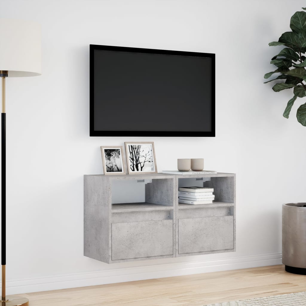 vidaXL Ścienne szafki TV z LED, 2 szt., szarość betonu, 41x31x45 cm