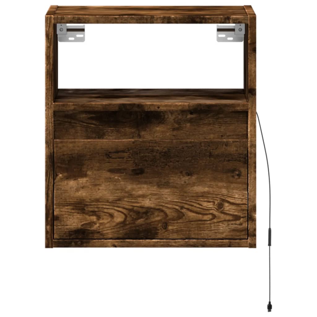 vidaXL Ścienne szafki TV z LED, 2 szt., przydymiony dąb, 41x31x45 cm