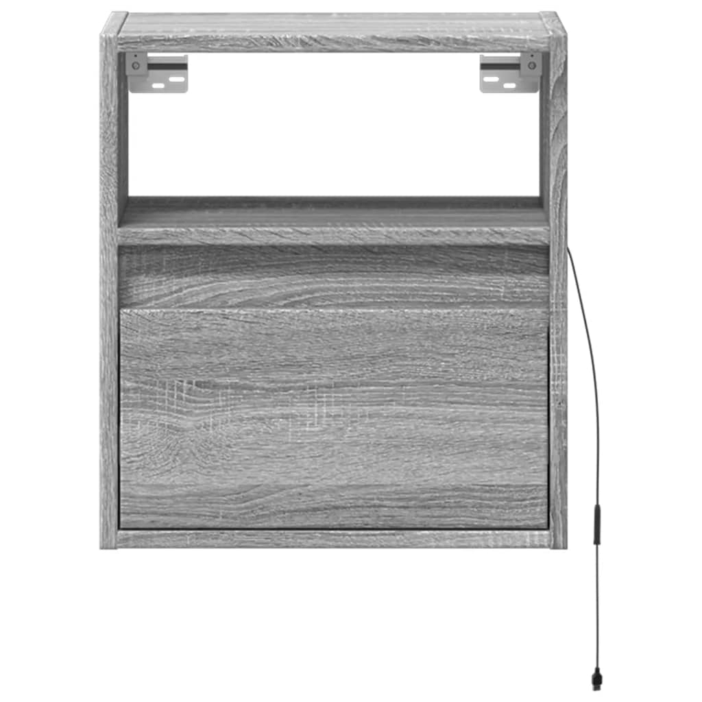 vidaXL Ścienne szafki TV z LED, 2 szt., szary dąb sonoma, 41x31x45 cm