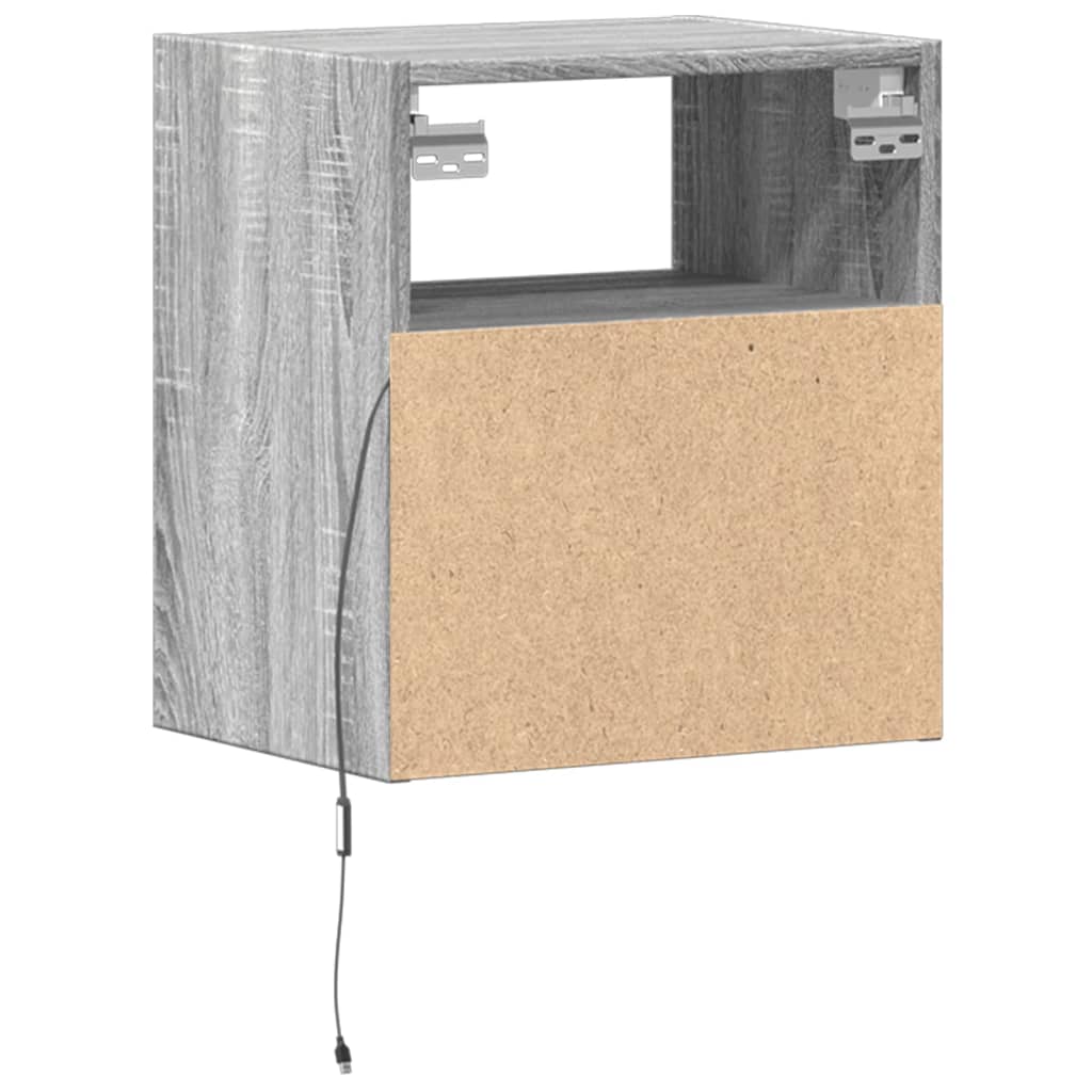 vidaXL Ścienne szafki TV z LED, 2 szt., szary dąb sonoma, 41x31x45 cm