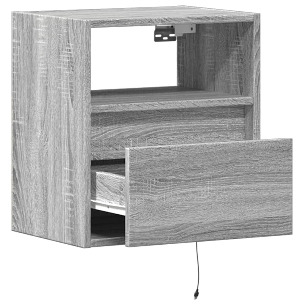 vidaXL Ścienne szafki TV z LED, 2 szt., szary dąb sonoma, 41x31x45 cm
