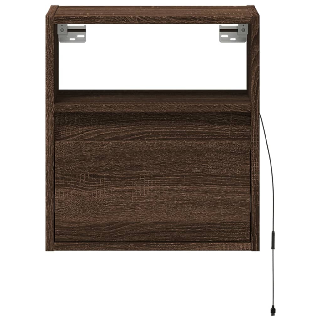 vidaXL Ścienne szafki TV z LED, 2 szt., brązowy dąb, 41x31x45 cm