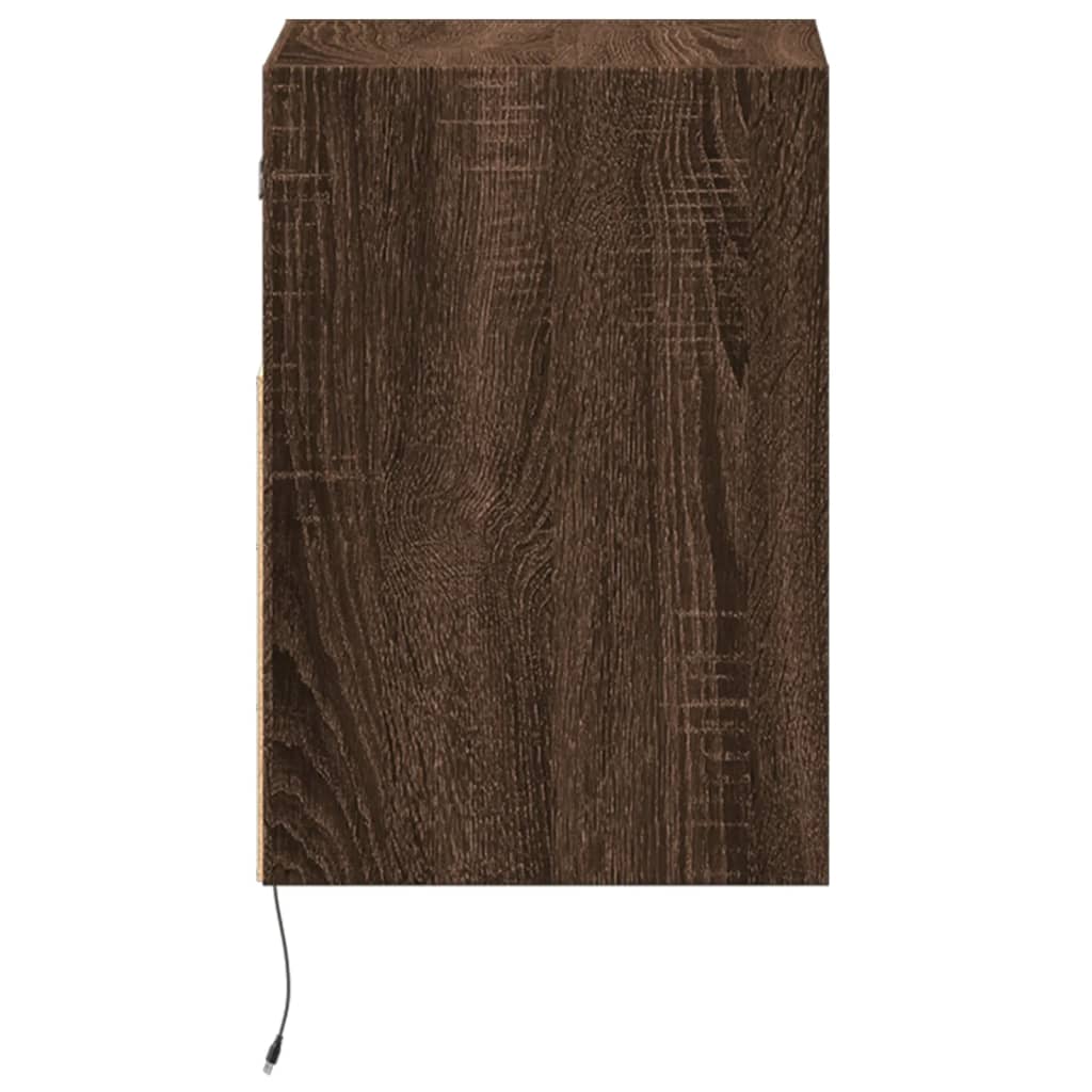 vidaXL Ścienne szafki TV z LED, 2 szt., brązowy dąb, 41x31x45 cm