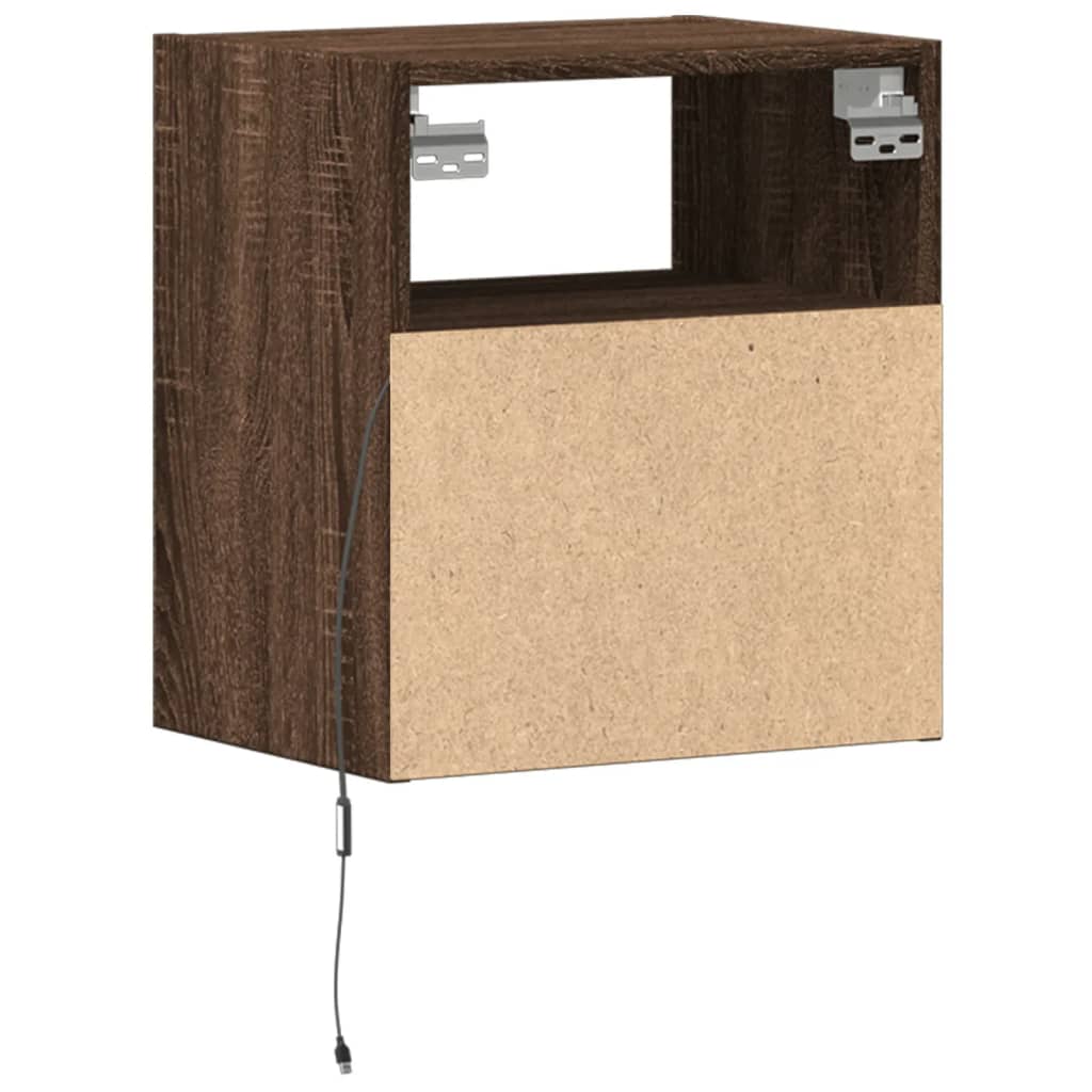 vidaXL Ścienne szafki TV z LED, 2 szt., brązowy dąb, 41x31x45 cm