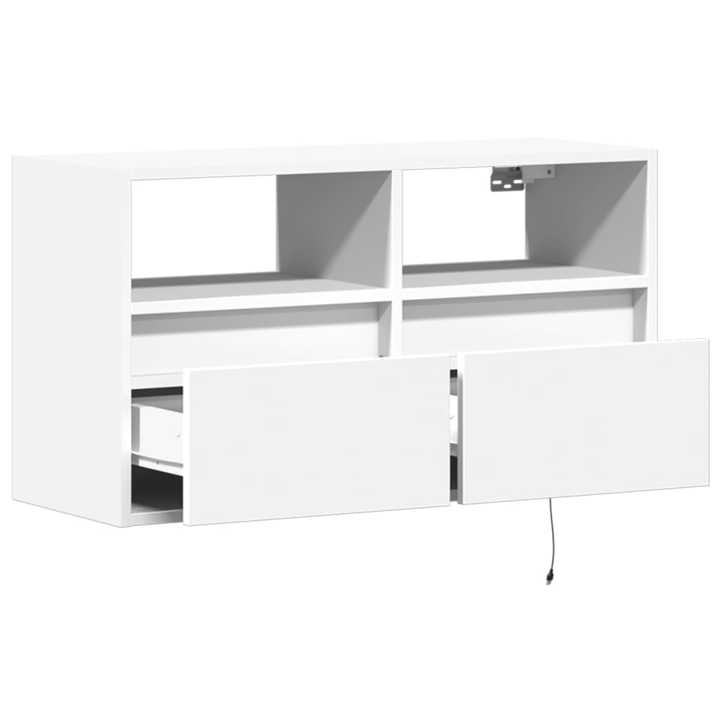 vidaXL Ścienna szafka TV z LED, biała, 80x31x45 cm