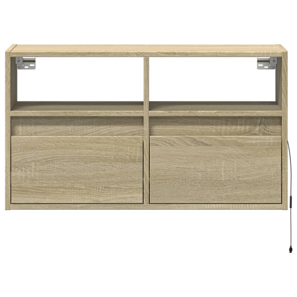 vidaXL Ścienna szafka TV z LED, dąb sonoma, 80x31x45 cm