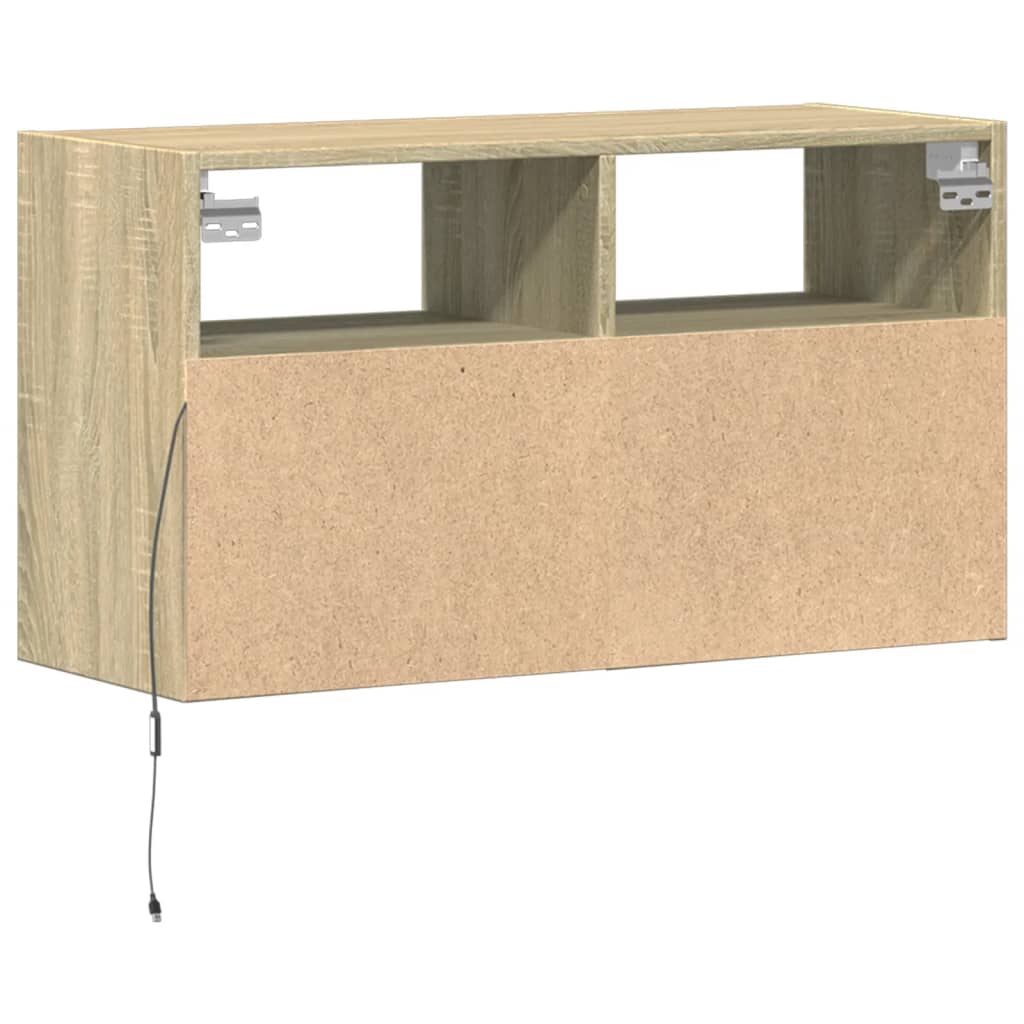 vidaXL Ścienna szafka TV z LED, dąb sonoma, 80x31x45 cm