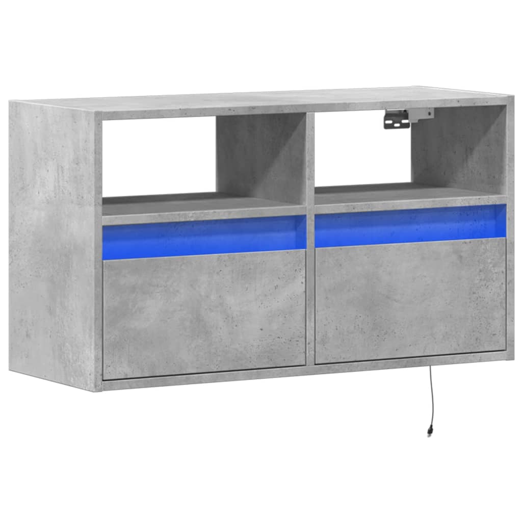 vidaXL Ścienna szafka TV z LED, szarość betonu, 80x31x45 cm