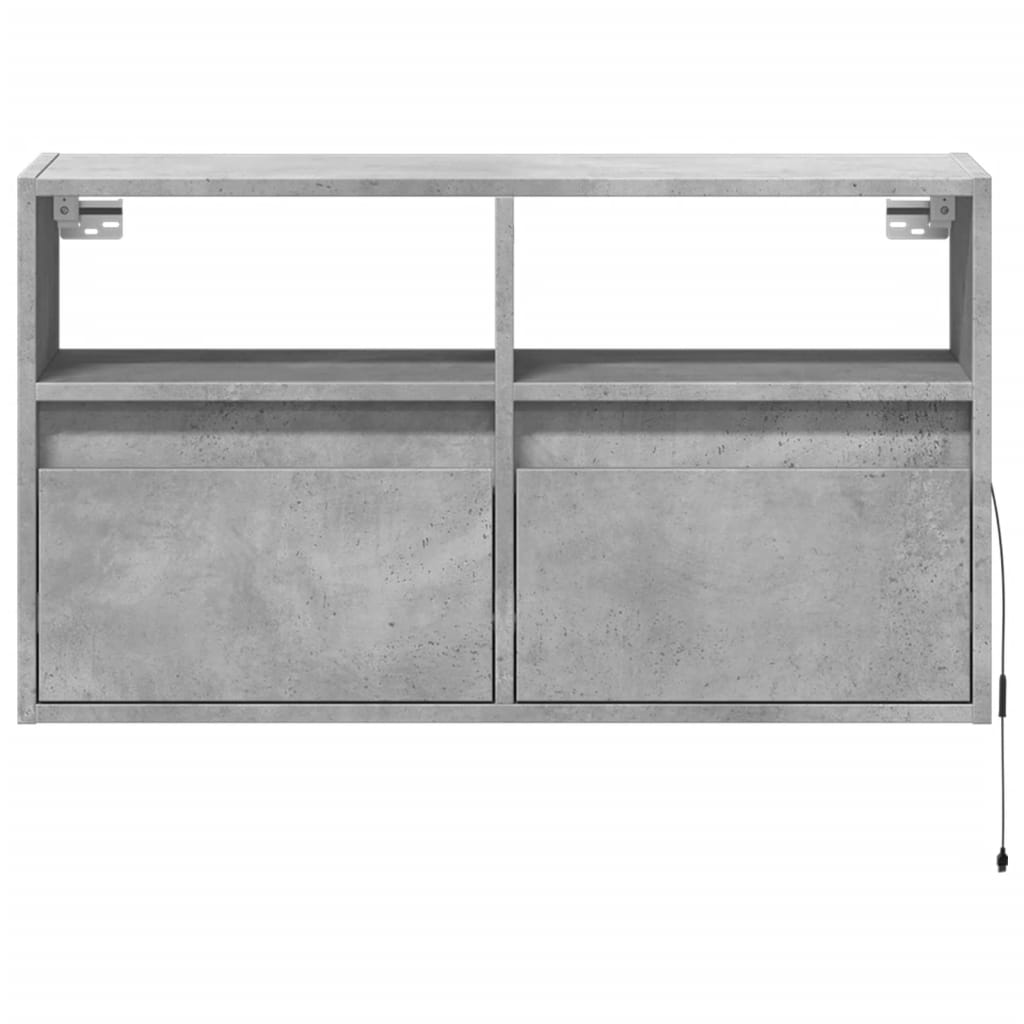vidaXL Ścienna szafka TV z LED, szarość betonu, 80x31x45 cm