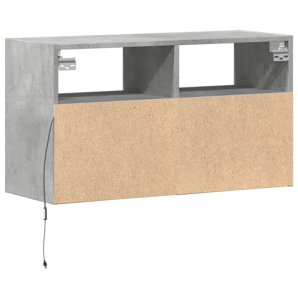 vidaXL Ścienna szafka TV z LED, szarość betonu, 80x31x45 cm