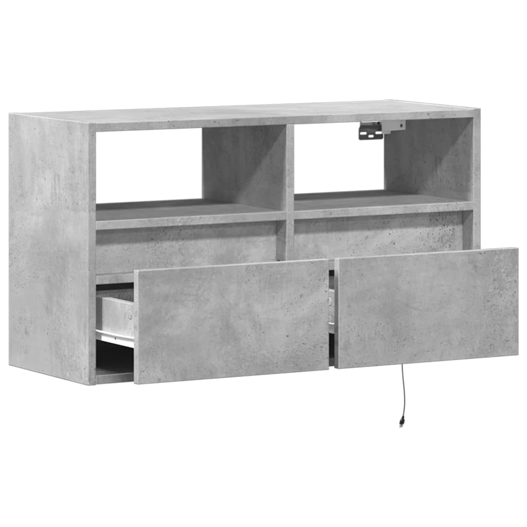 vidaXL Ścienna szafka TV z LED, szarość betonu, 80x31x45 cm