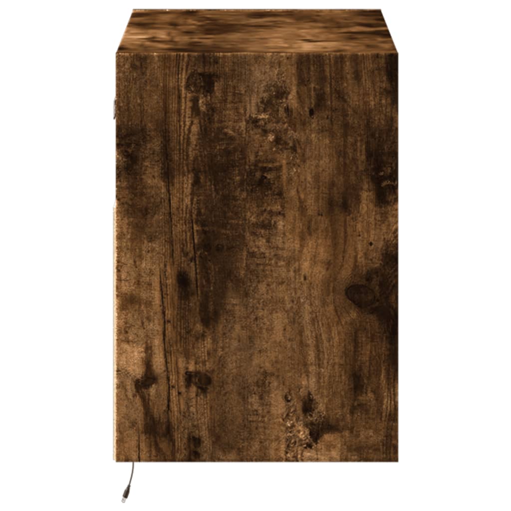 vidaXL Ścienna szafka TV z LED, przydymiony dąb, 80x31x45 cm