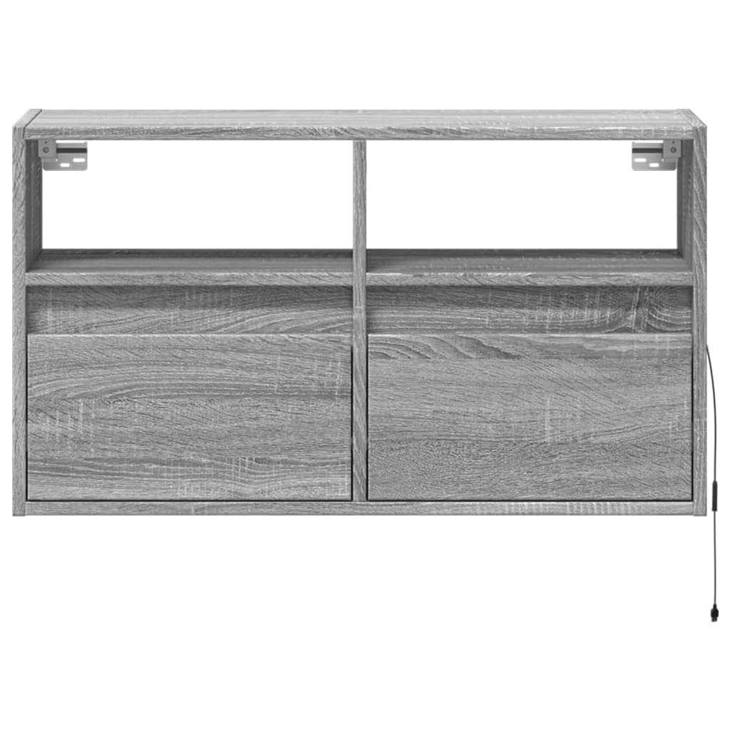 vidaXL Ścienna szafka TV z LED, szary dąb sonoma, 80x31x45 cm