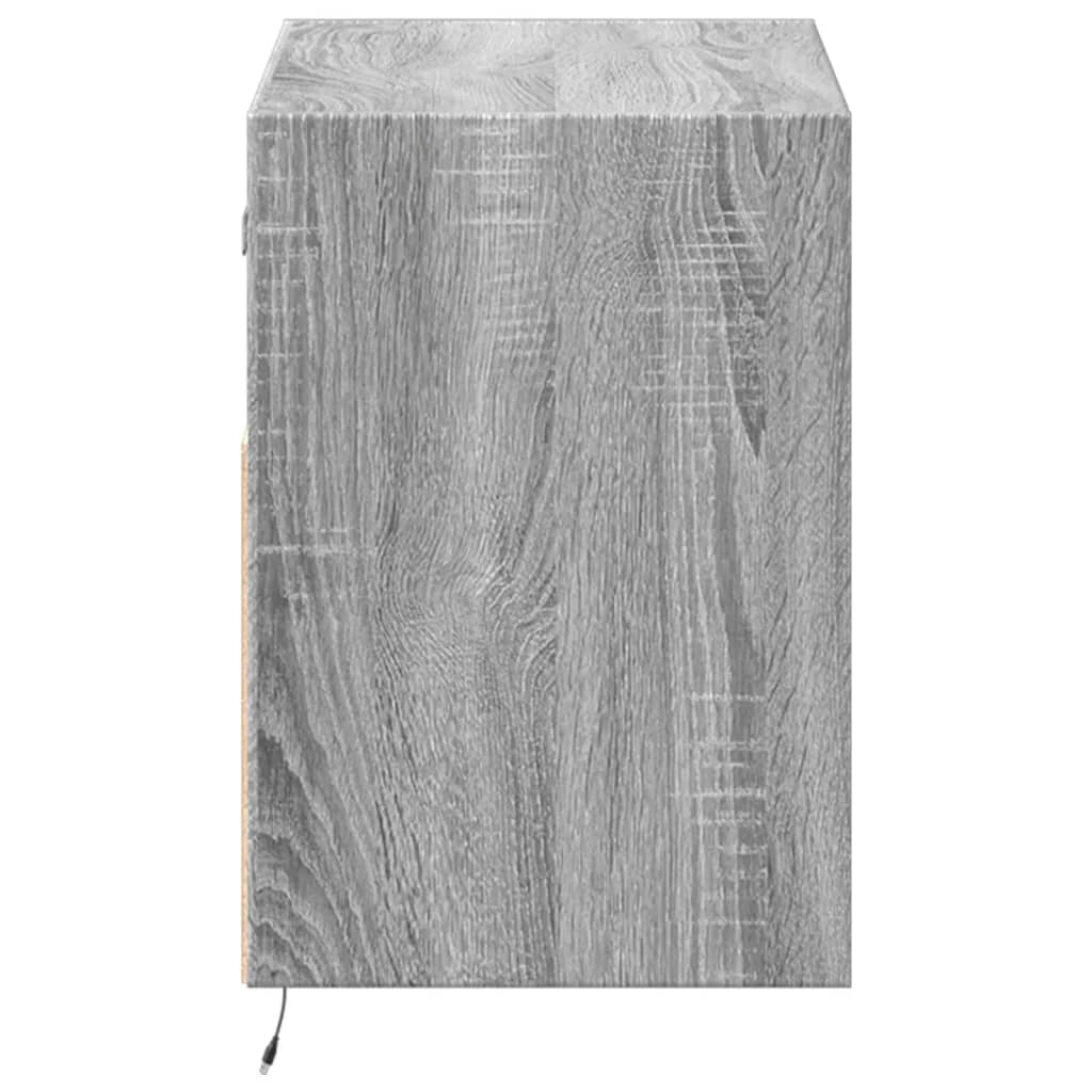 vidaXL Ścienna szafka TV z LED, szary dąb sonoma, 80x31x45 cm