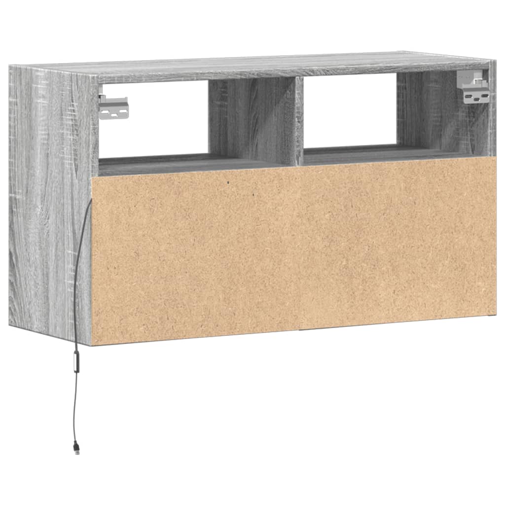 vidaXL Ścienna szafka TV z LED, szary dąb sonoma, 80x31x45 cm