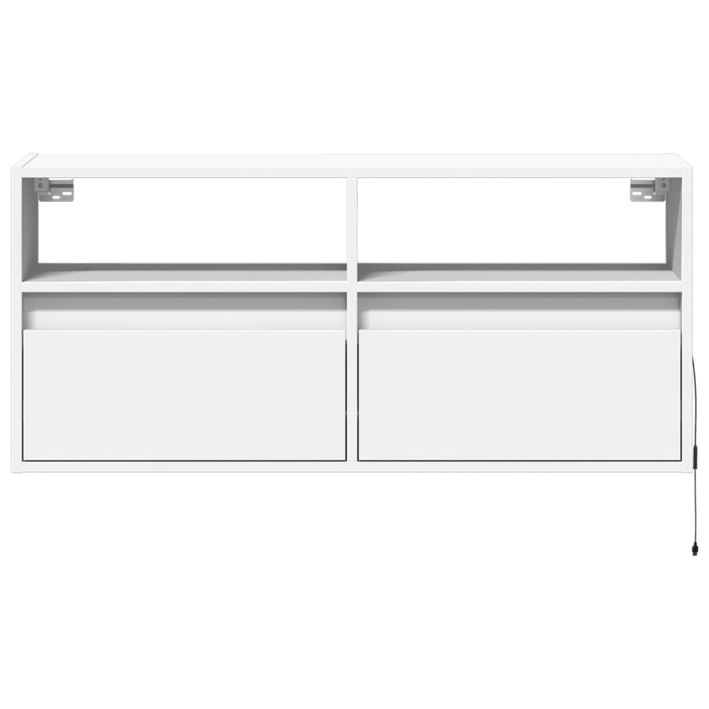 vidaXL Ścienna szafka TV z LED, biała, 100x31x45 cm