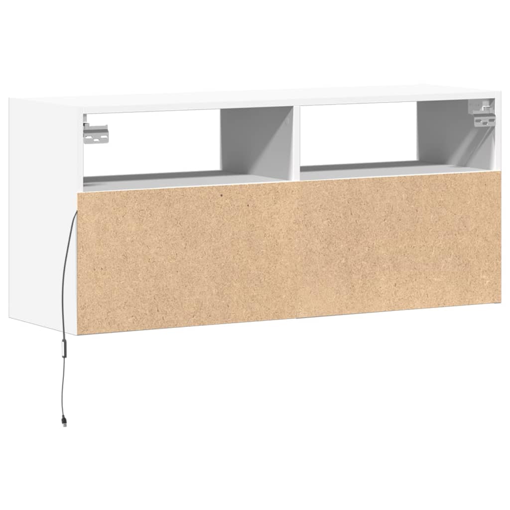 vidaXL Ścienna szafka TV z LED, biała, 100x31x45 cm