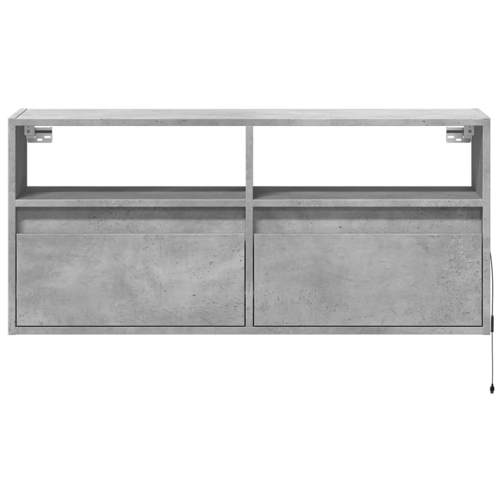 vidaXL Ścienna szafka TV z LED, szarość betonu, 100x31x45 cm