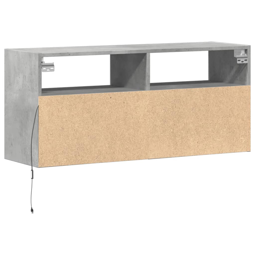 vidaXL Ścienna szafka TV z LED, szarość betonu, 100x31x45 cm