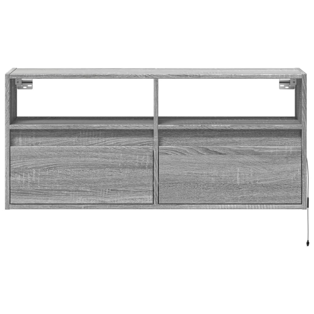 vidaXL Ścienna szafka TV z LED, szary dąb sonoma, 100x31x45 cm