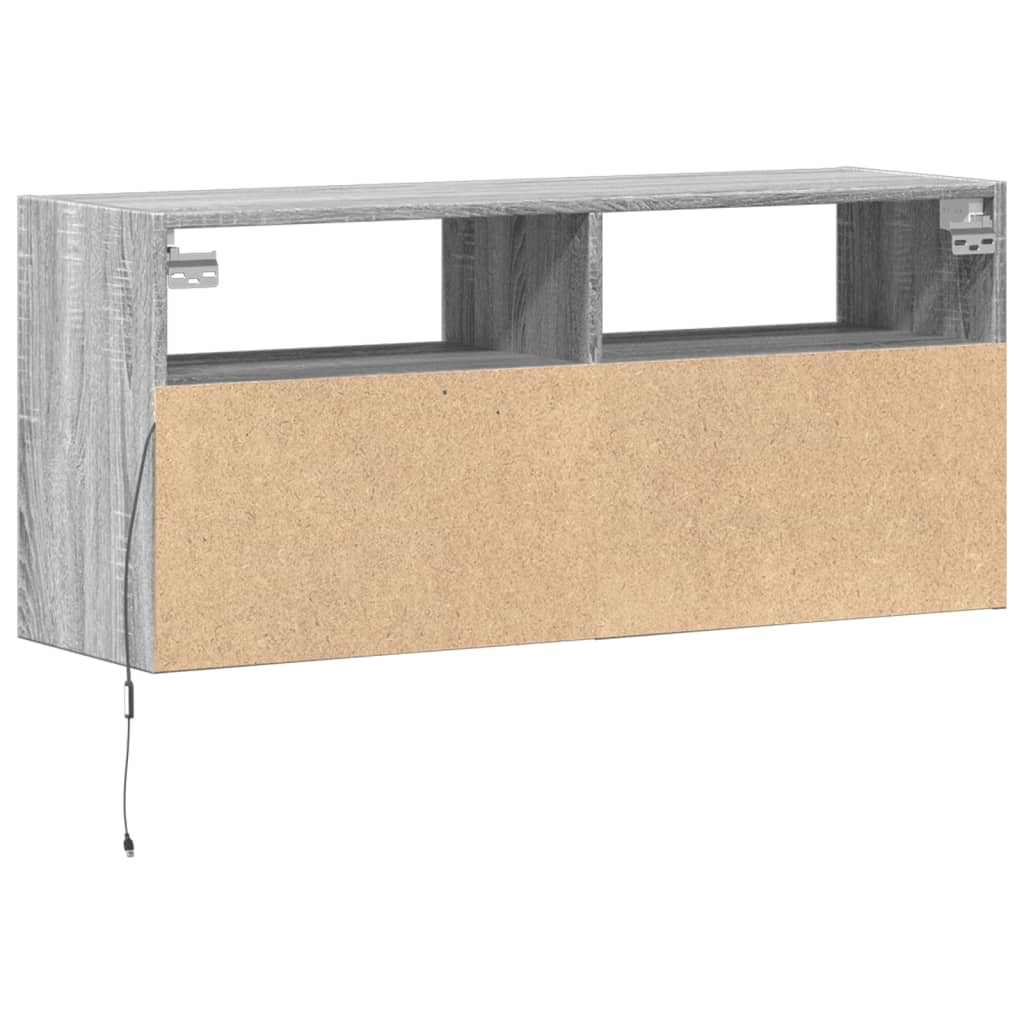 vidaXL Ścienna szafka TV z LED, szary dąb sonoma, 100x31x45 cm